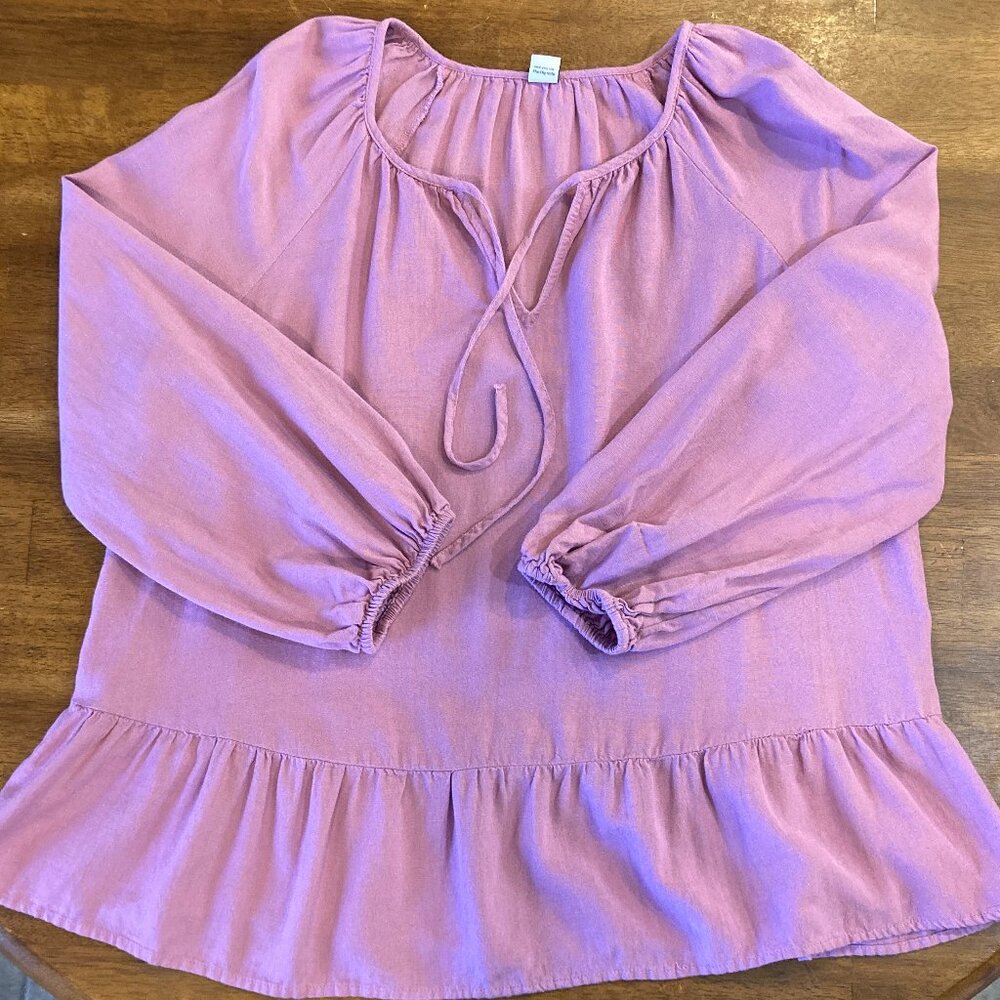 Old Navy Dusty Purple Boho Tie-Neck Swing Top for Women Size Large NWOT!